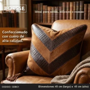 Cojín Decorativo de Piel y Gamuza